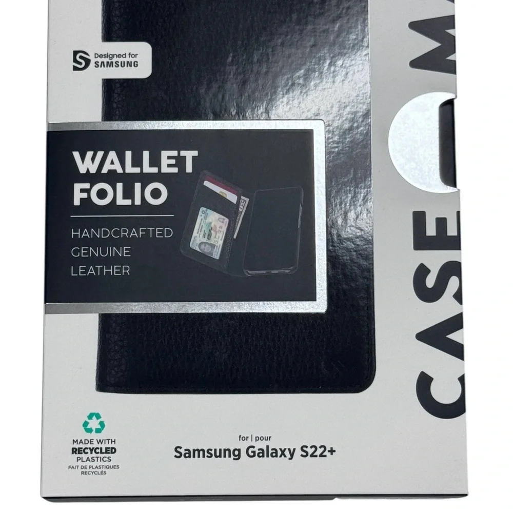 Samsung Galaxy S22+ Black Pebbled Leather Wallet Folio by Case-Mate